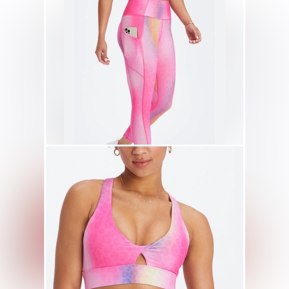 Fabletics Pink Ombre Leggings & Sports Bra Set